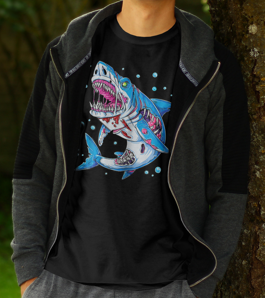 Jawsome Shark Zombie Halloween Zombies Attack T-Shirt