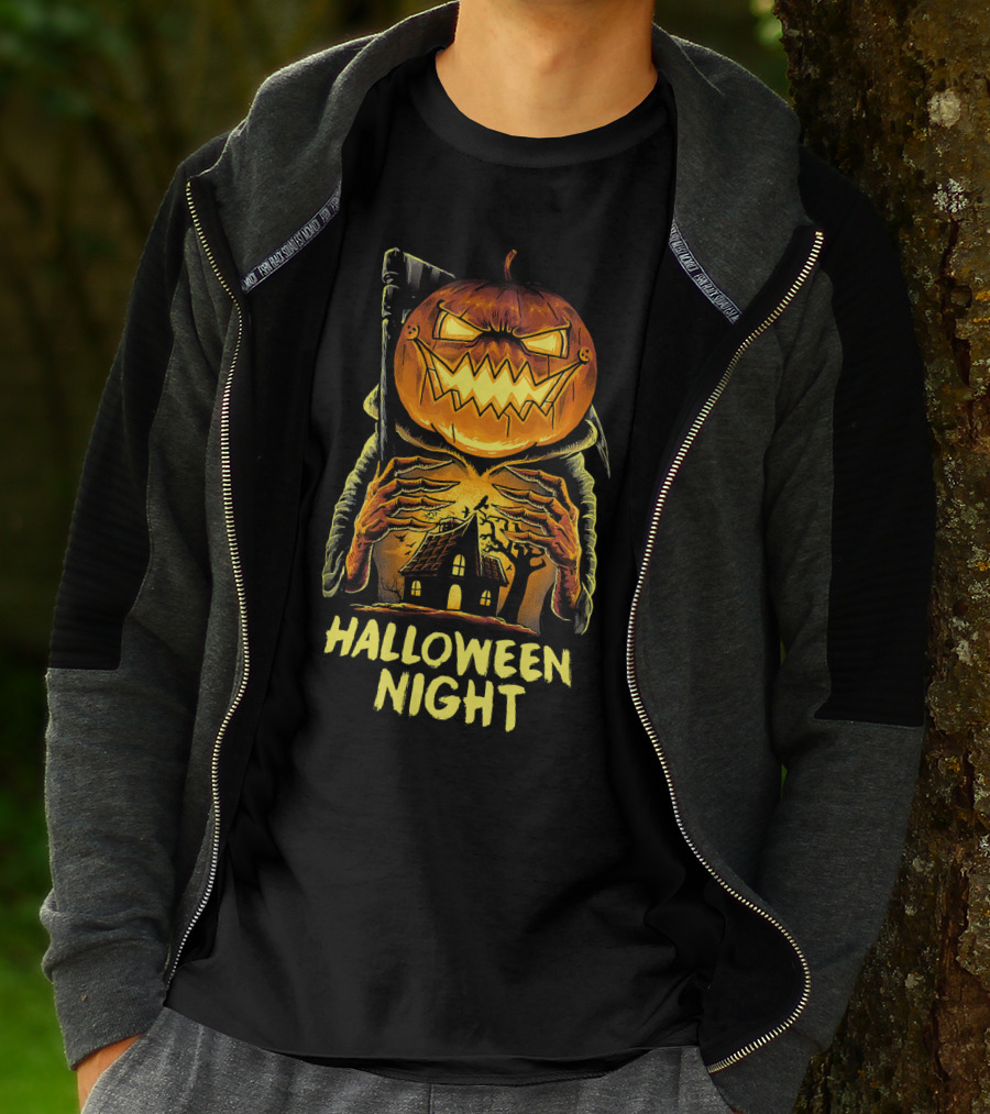 Halloween Night Scary Pumpkin Monster House T-Shirt