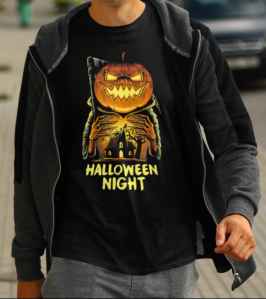 Halloween Night Scary Pumpkin Monster House T-Shirt