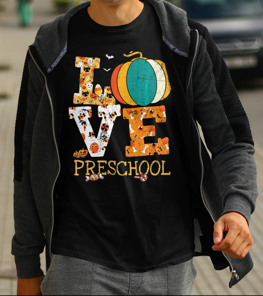 Love Preschool Halloween Pumpkin Candy Fun T-Shirt