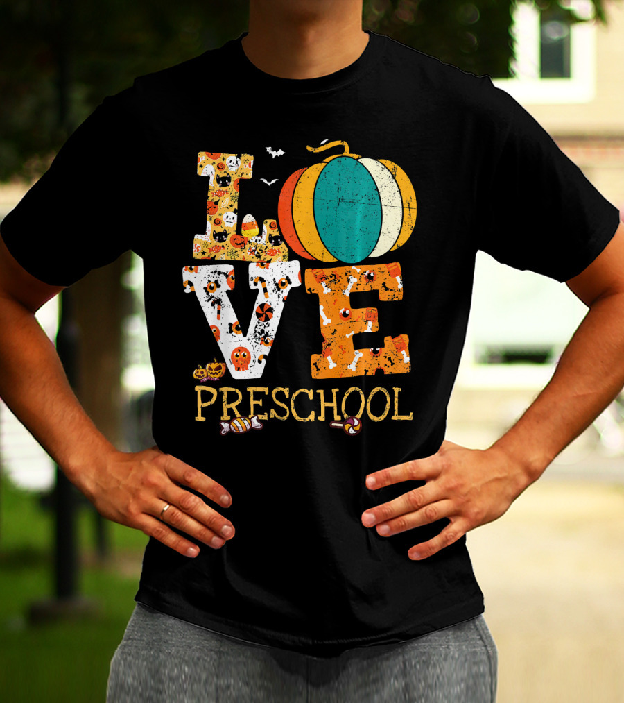 Love Preschool Halloween Pumpkin Candy Fun T-Shirt