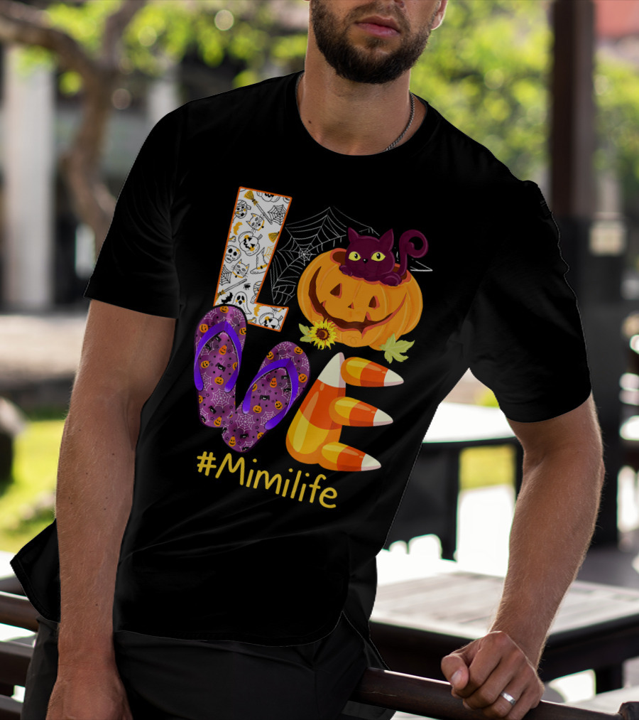 Love Pumpkin Cat Flip Flops #Mimilife T-Shirt
