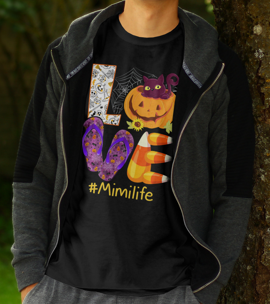 Love Pumpkin Cat Flip Flops #Mimilife T-Shirt