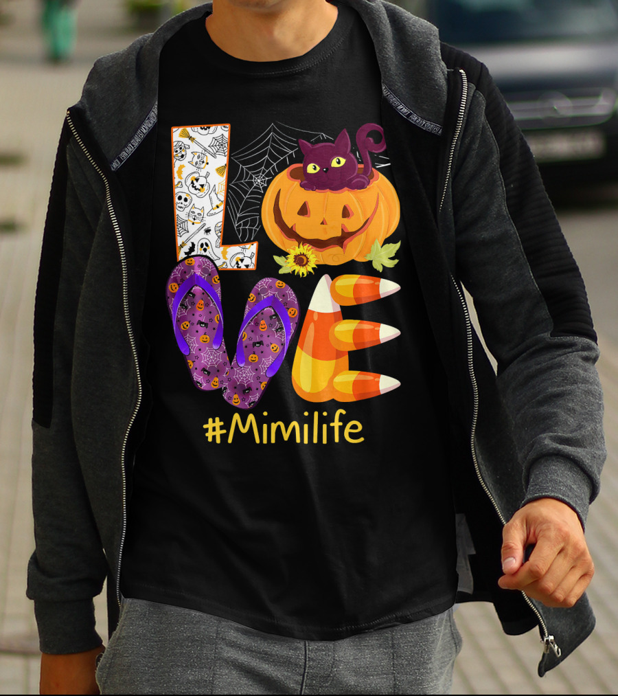 Love Pumpkin Cat Flip Flops #Mimilife T-Shirt