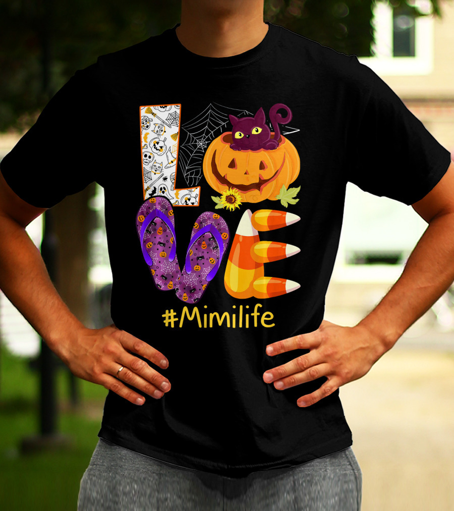 Love Pumpkin Cat Flip Flops #Mimilife T-Shirt