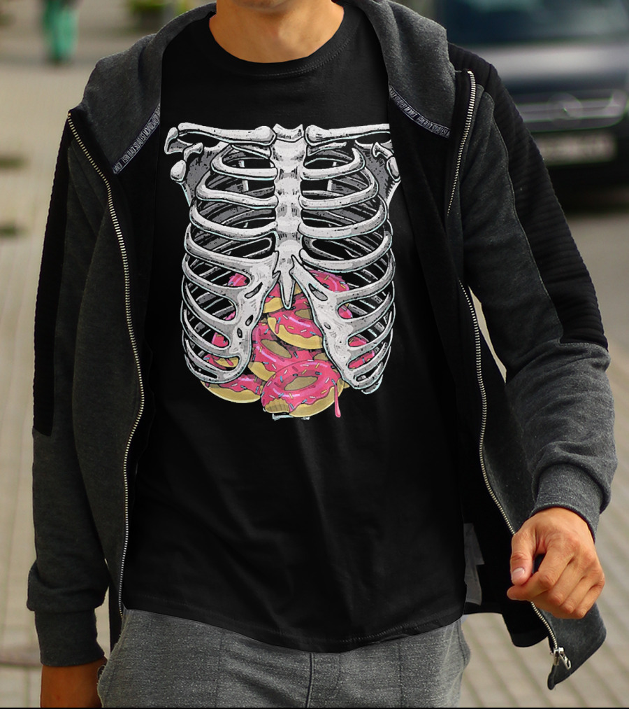 Doughnut Skeleton Rib Cage Halloween Cosplay T-Shirt
