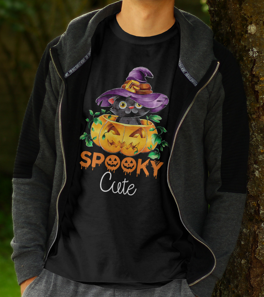 Spooky Cute Halloween Kitten In Pumpkin T-Shirt