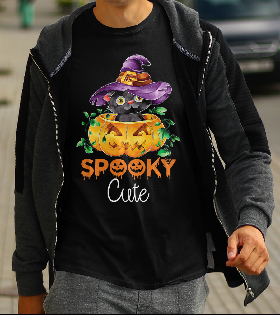 Spooky Cute Halloween Kitten In Pumpkin T-Shirt