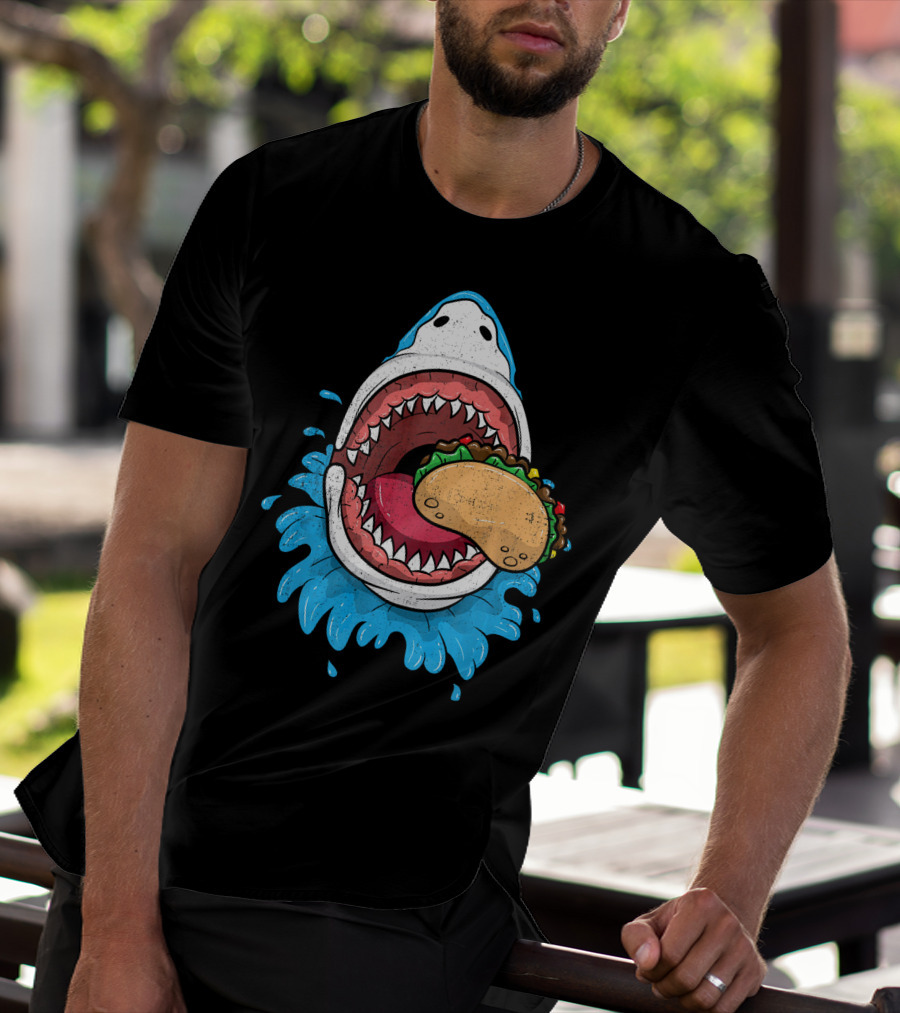 Halloween Shark Eating Taco Mexica Splash T-Shirt