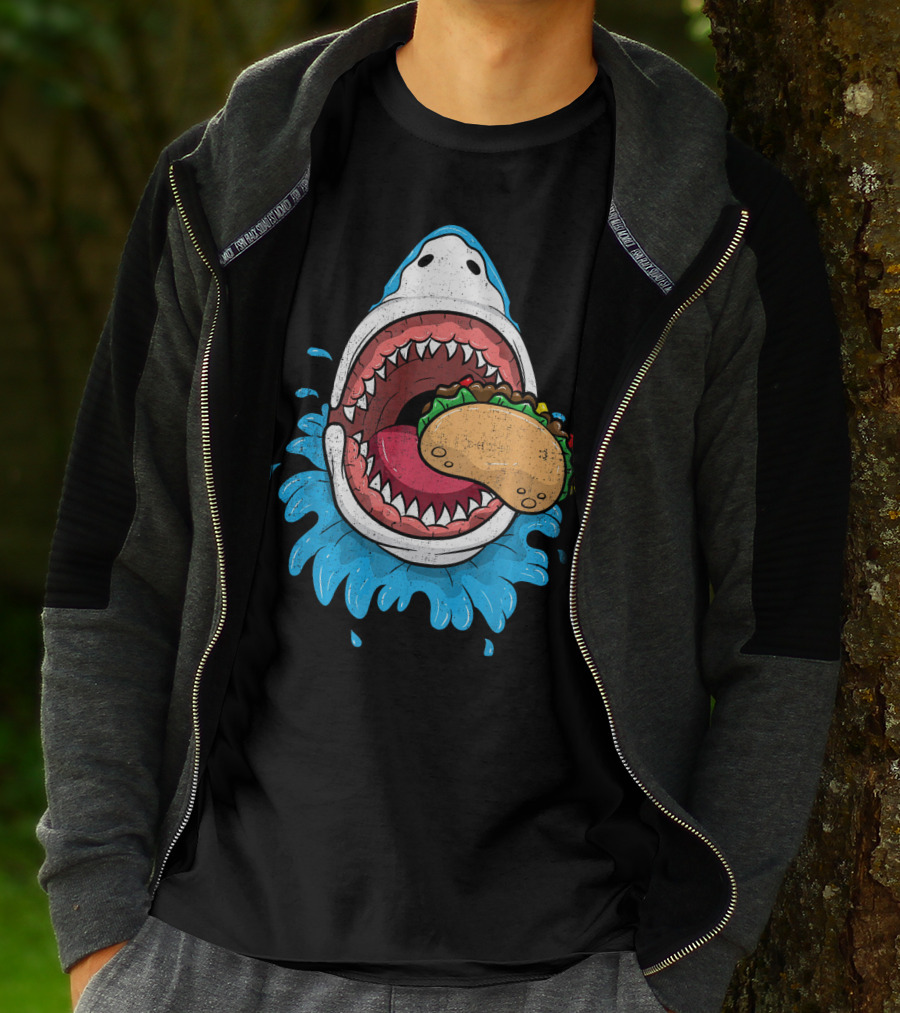 Halloween Shark Eating Taco Mexica Splash T-Shirt