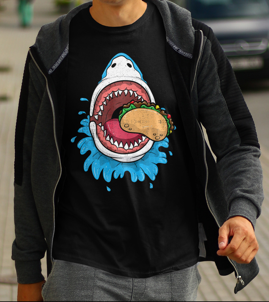 Halloween Shark Eating Taco Mexica Splash T-Shirt