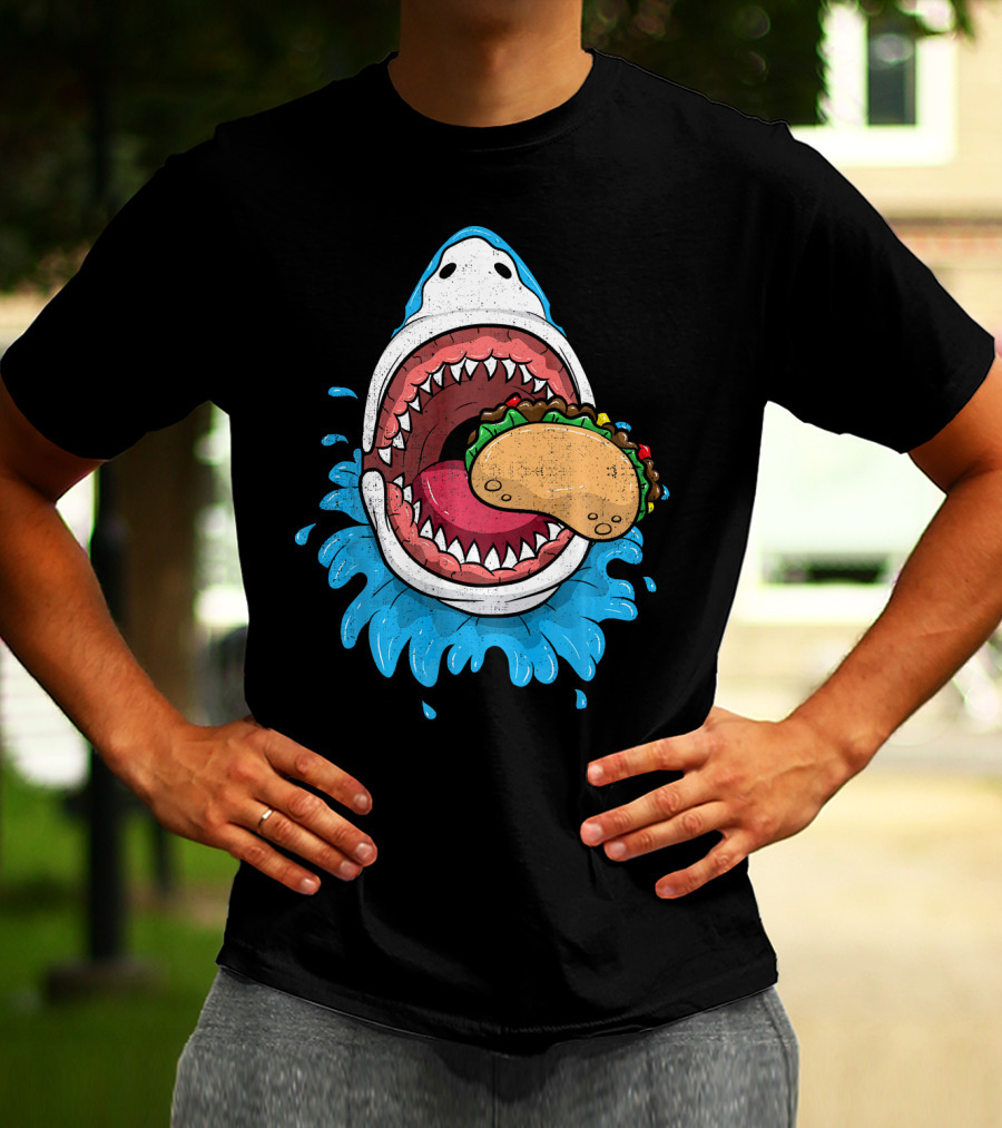 Halloween Shark Eating Taco Mexica Splash T-Shirt