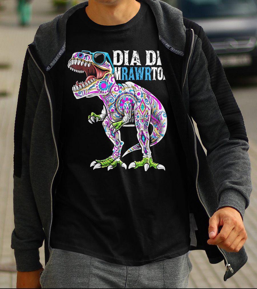 Dia De Mrawrtos Dinosaur Sugarskull T-Shirt