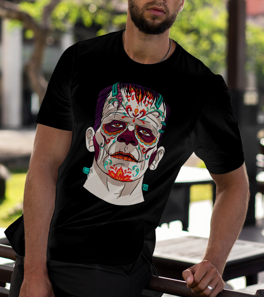 Frankenstein Catrina Sugar Skull Horror T-Shirt