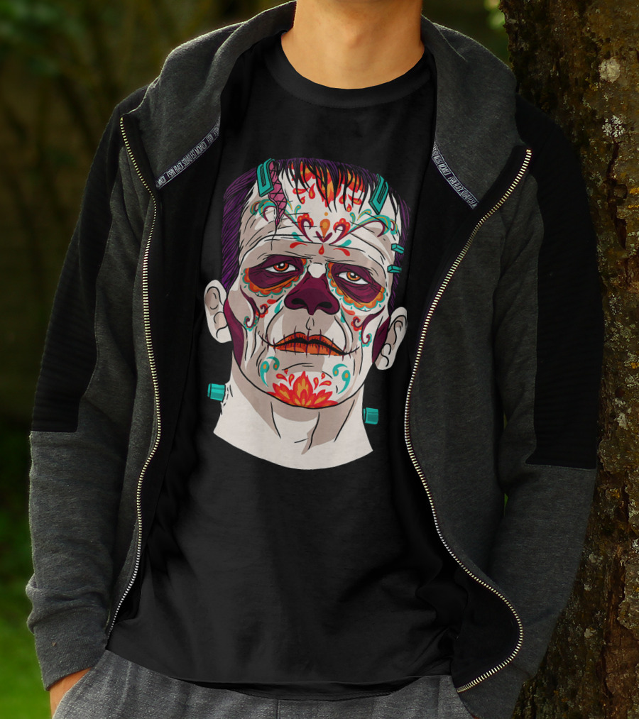 Frankenstein Catrina Sugar Skull Horror T-Shirt