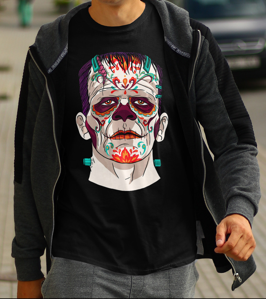 Frankenstein Catrina Sugar Skull Horror T-Shirt