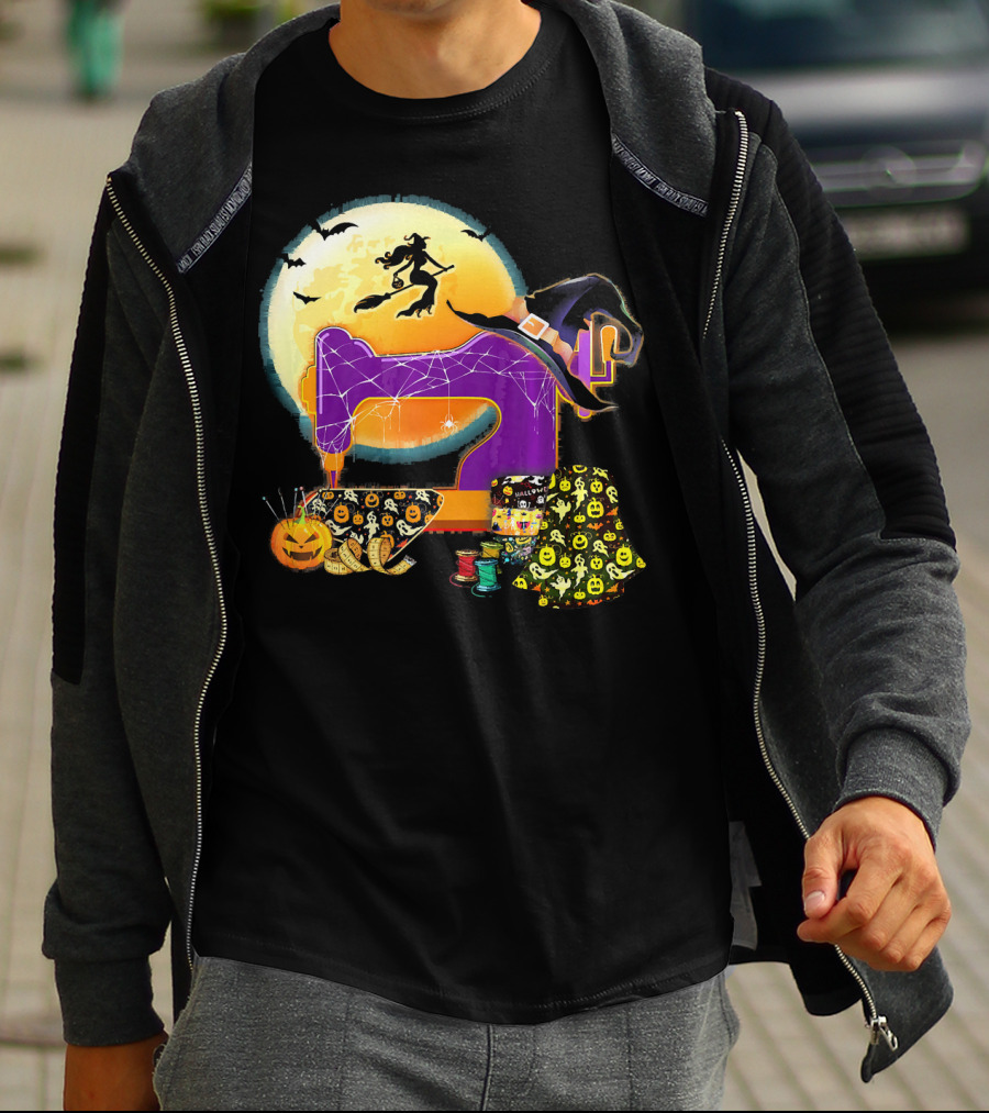 Halloween Sewing Machine Witch Spooky Love T-Shirt