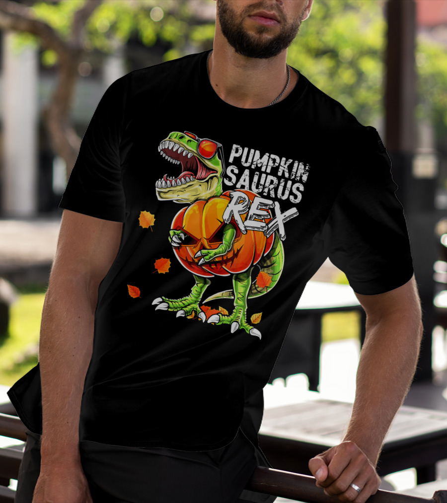 Pumpkinsaurus Rex Halloween Dinosaur Pumpkin Jack O Lantern T-Shirt