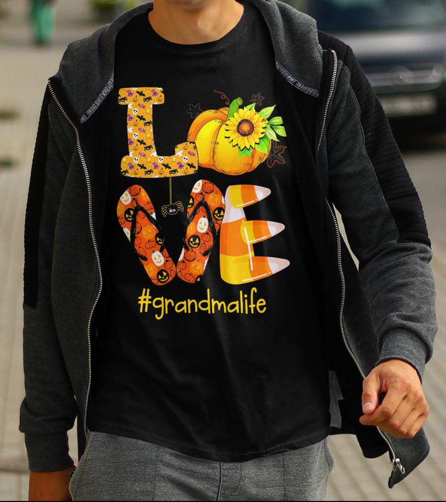 Love Halloween Pumpkin Sunflower #grandmalife T-Shirt