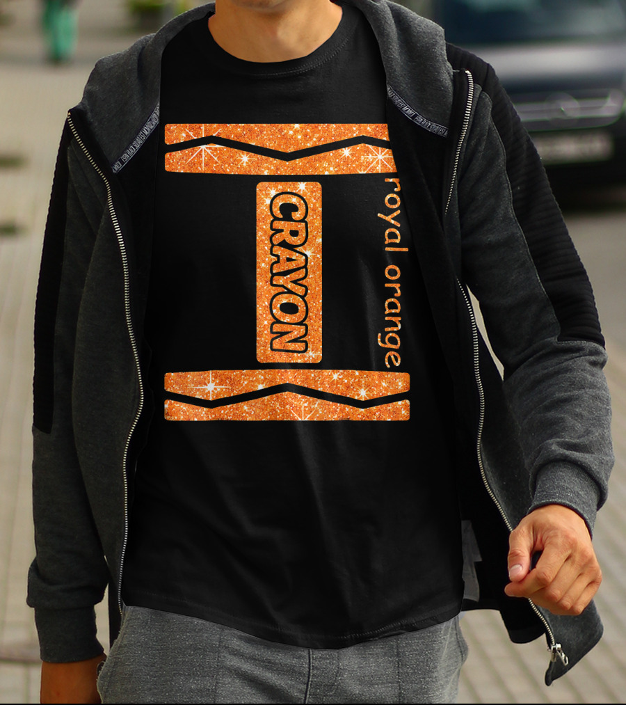 Royal Orange Crayon Halloween Couple Fri Sparkle T-Shirt