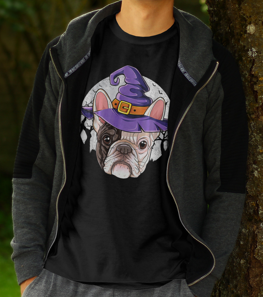 French Bulldog Halloween Witch Hat T-Shirt