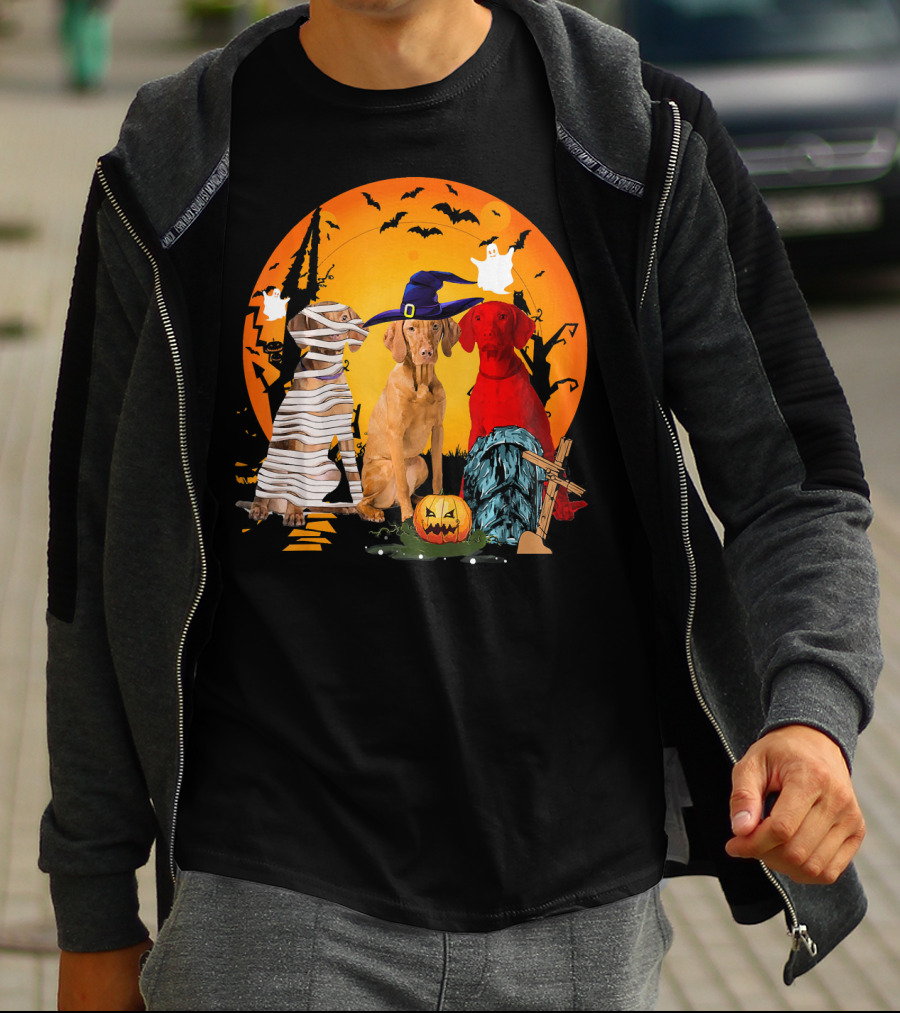 My Vizsla Team Halloween Pumpkin Mummy Witch Dog T-Shirt