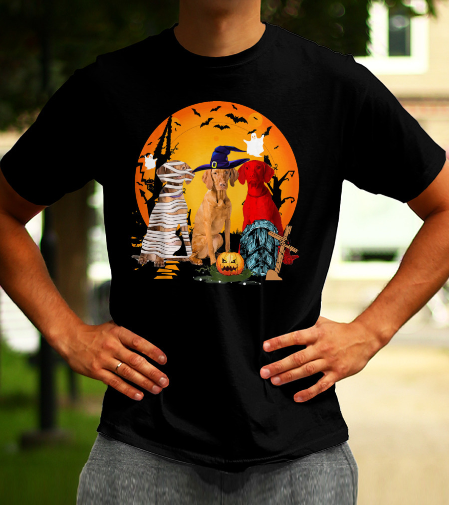 My Vizsla Team Halloween Pumpkin Mummy Witch Dog T-Shirt
