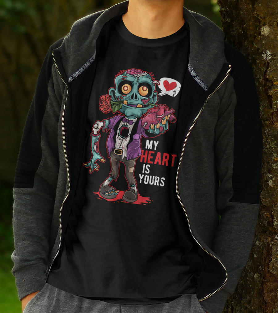 My Heart Is Yours Zombie Valentin Brains T-Shirt