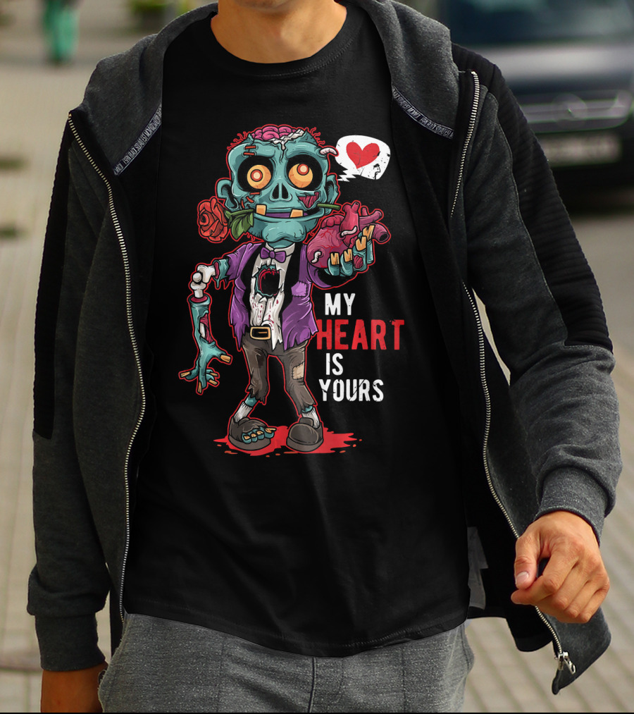 My Heart Is Yours Zombie Valentin Brains T-Shirt