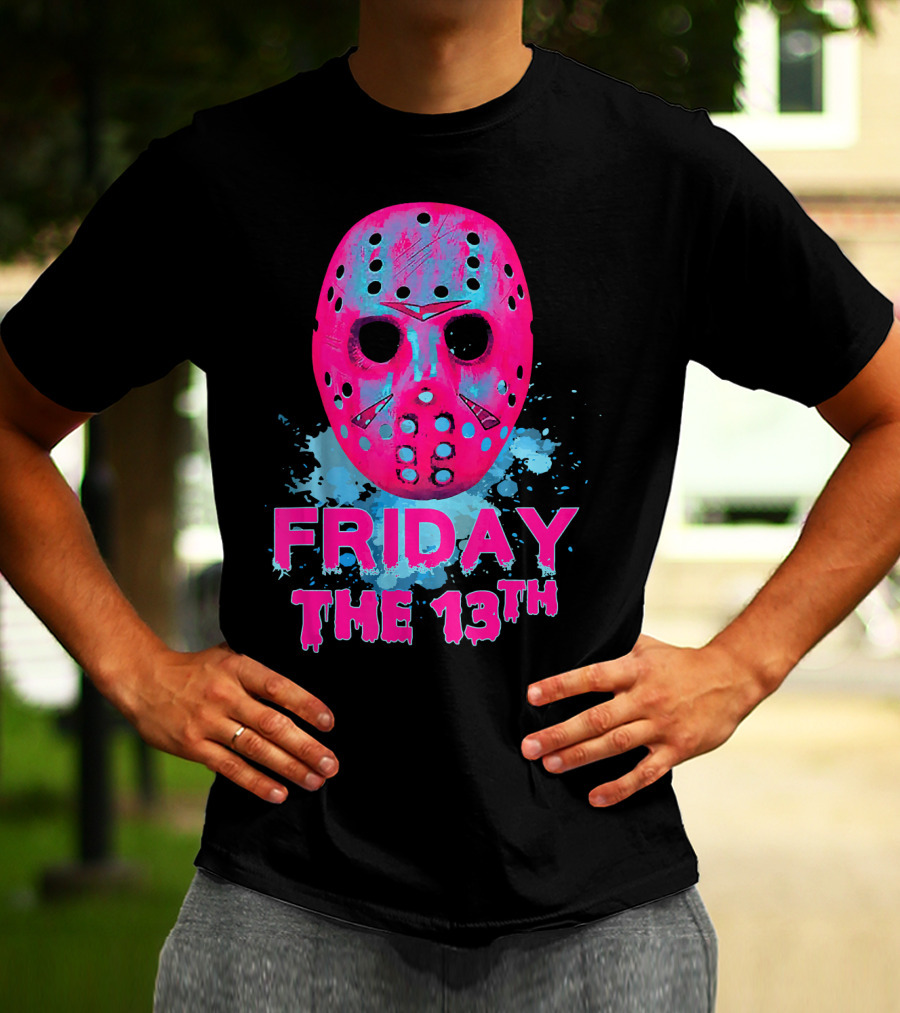 Friday The 13th Pink Neon Hockey Mask Horror T-Shirt