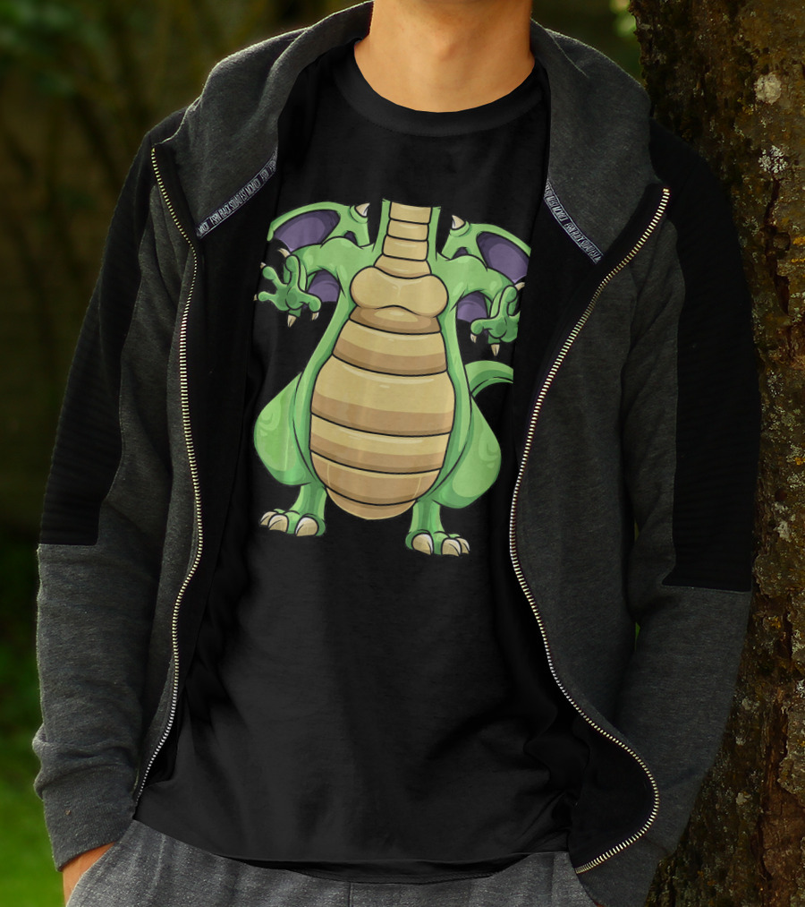 Cool Headless Dragon Retro Cartoon Style Green Monster T-Shirt
