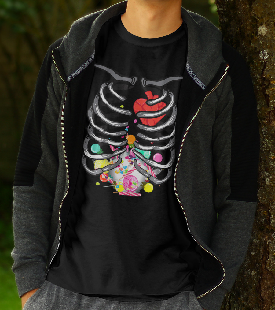 X Ray Skeleton Candy Heart Guts T-Shirt