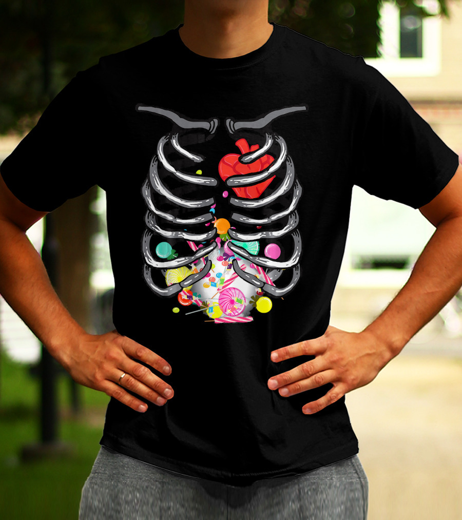 X Ray Skeleton Candy Heart Guts T-Shirt