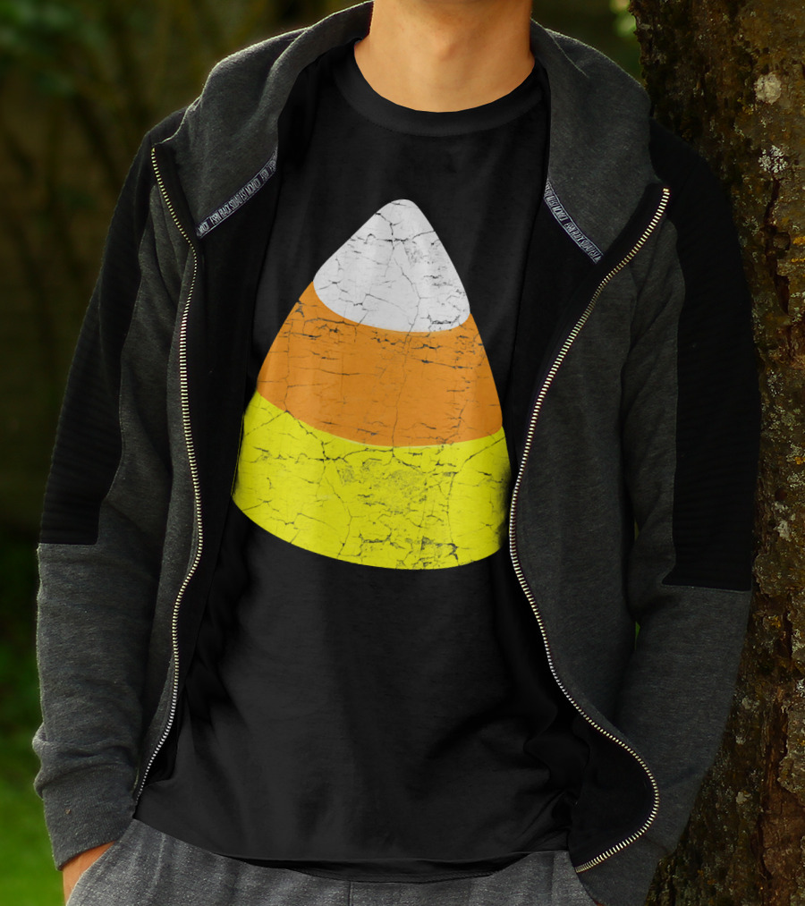Halloween Candy Corn Vintage Crackle Texture T-Shirt