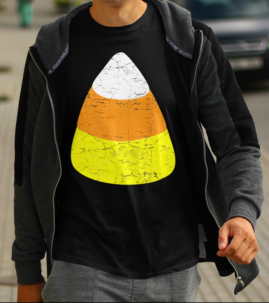 Halloween Candy Corn Vintage Crackle Texture T-Shirt