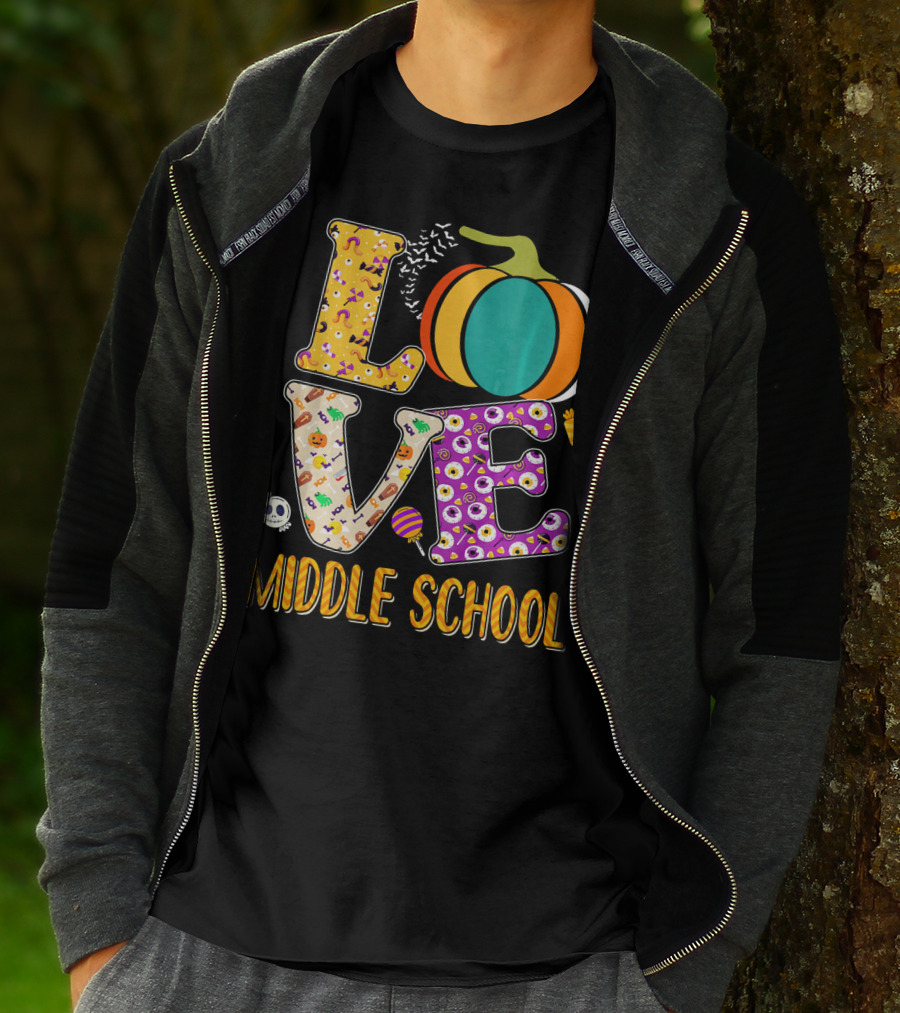 Love Middle School Halloween Pumpkin Fun T-Shirt