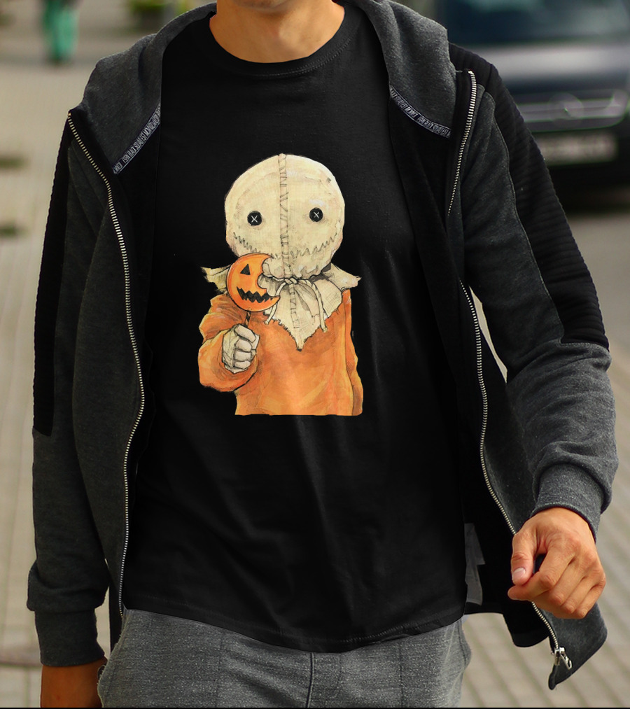 Trick R Treat Sam With Pumpkin Lollipop Cute Funny Halloween T-Shirt