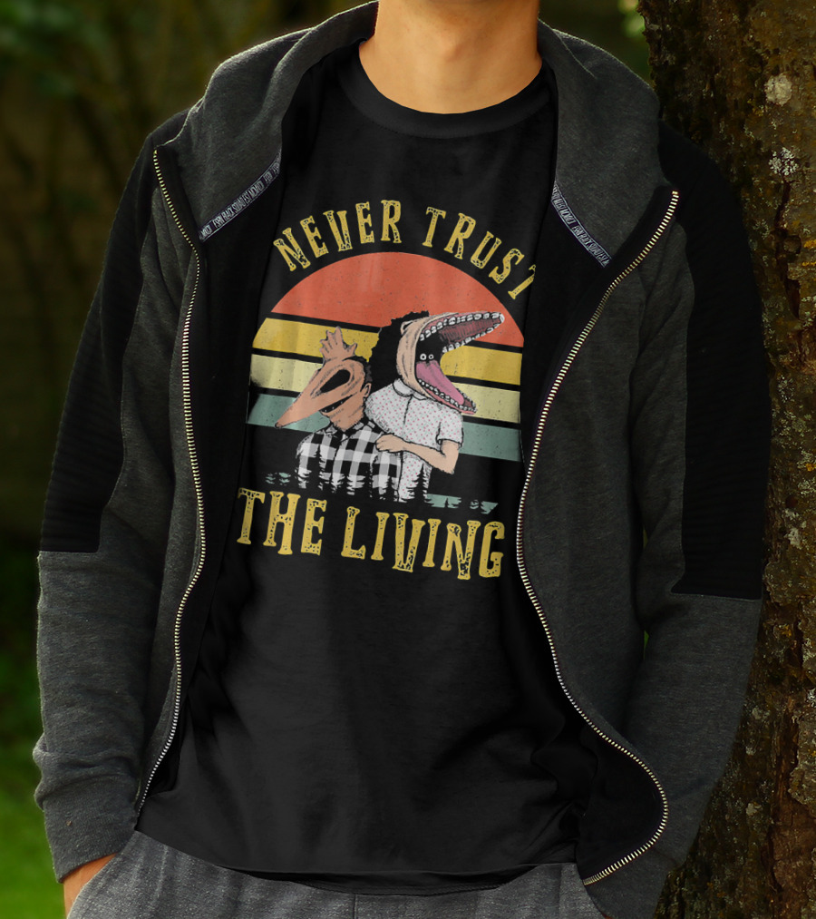 Never Trust The Living Retro Vintage Sun Beetlejuice Icons T-Shirt