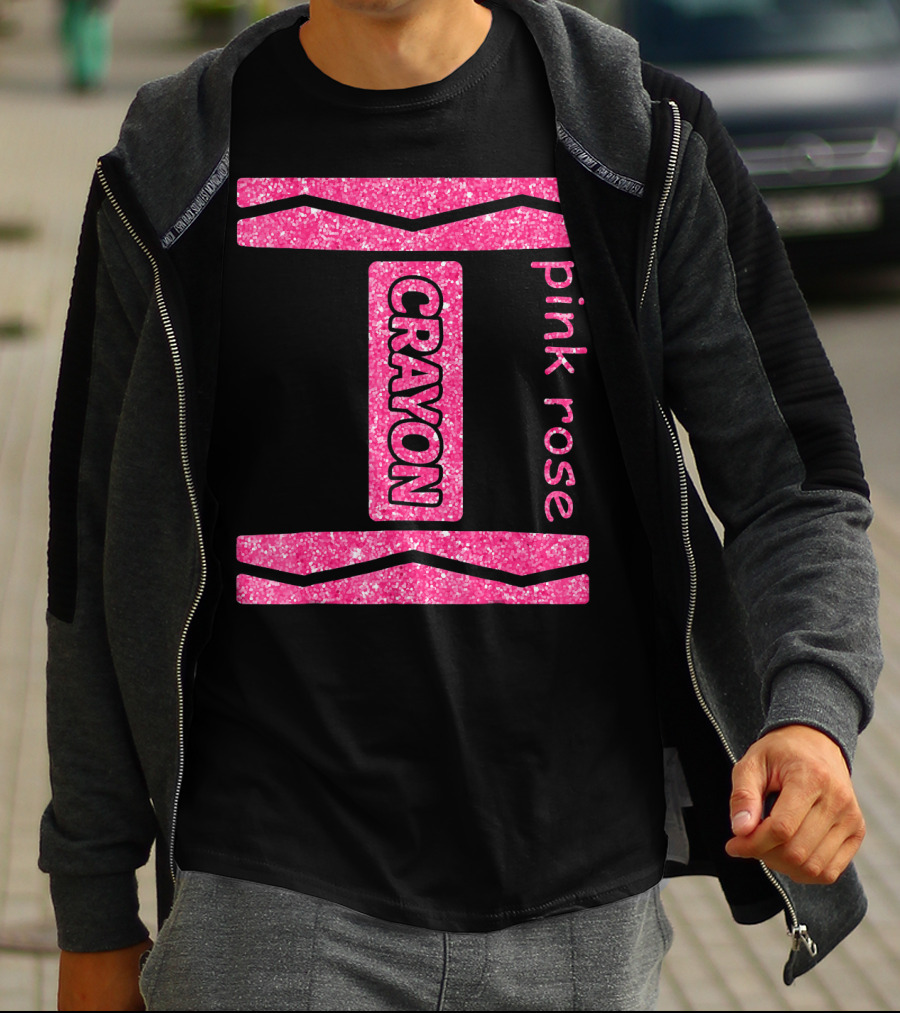 Pink Rose Crayon Halloween Couple Friend Costume T-Shirt