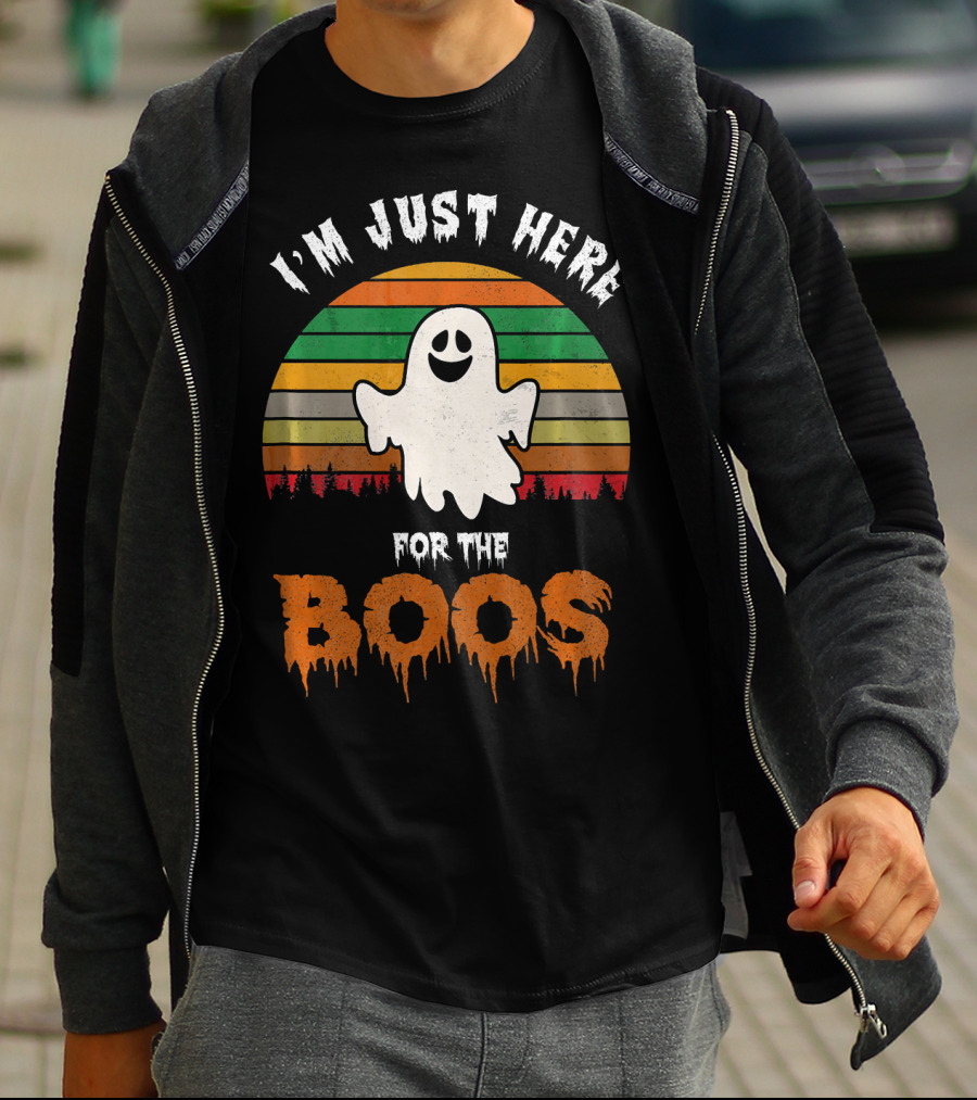 I'm Just Here For The Boos Ghost Retro Halloween T-Shirt