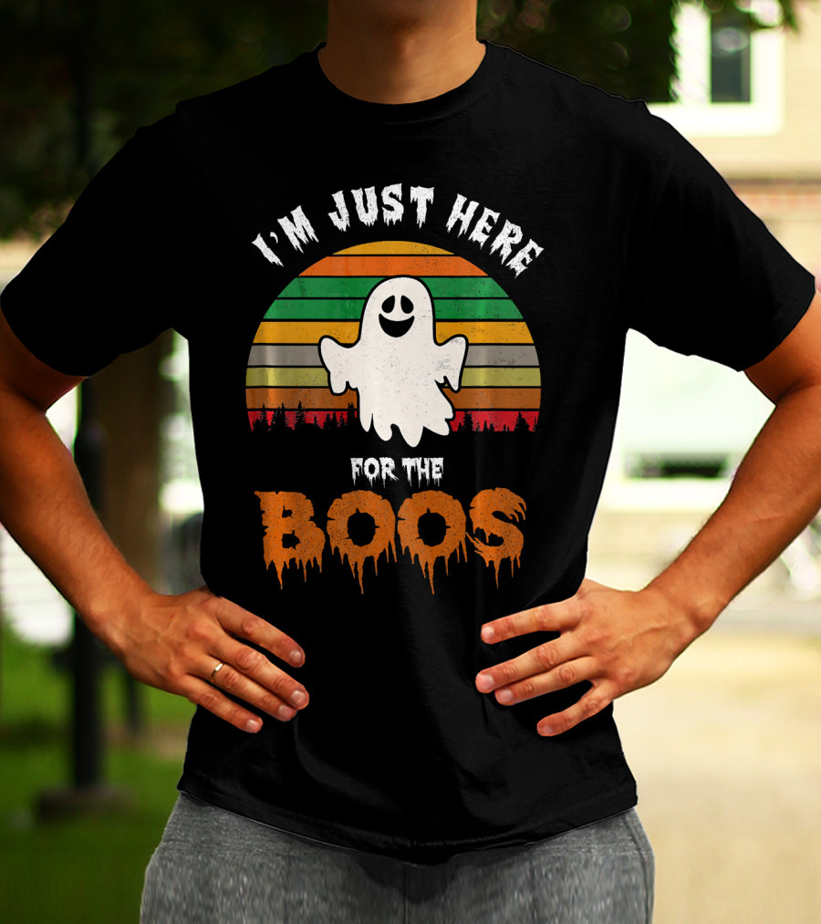 I'm Just Here For The Boos Ghost Retro Halloween T-Shirt