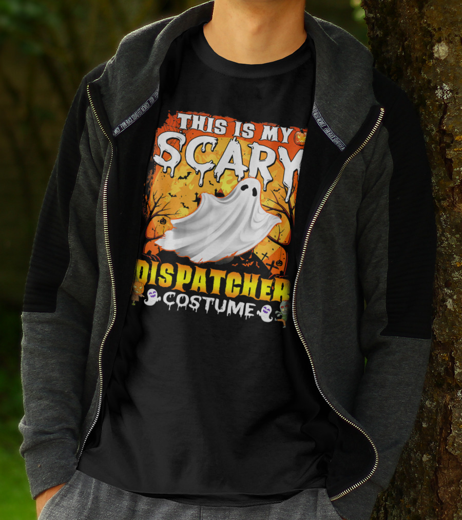 This Is My Scary Dispatcher Costume Ghost Halloween Scene Jack-O'-Lantern Zombie T-Shirt