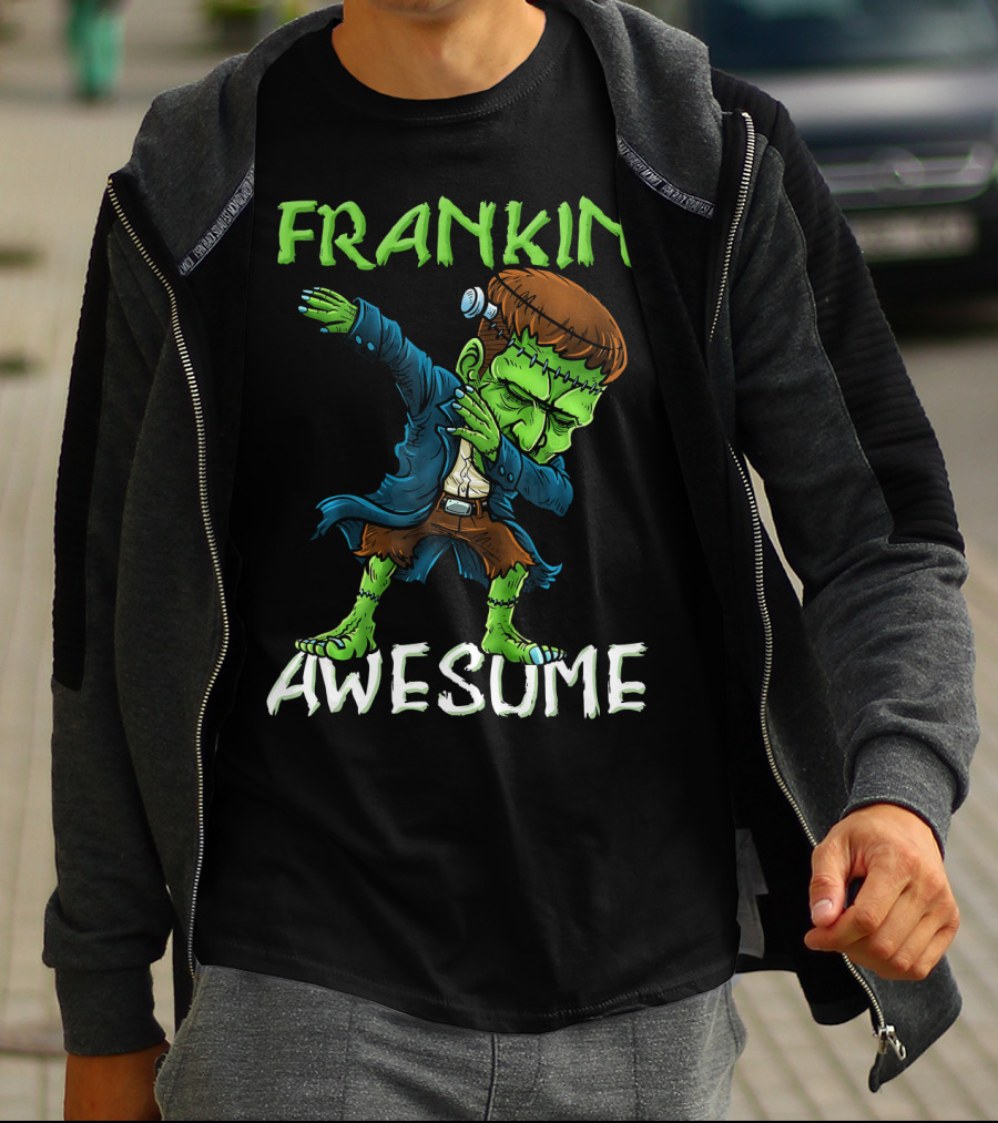 Frankin Awesome Dabbing Frankenstein Halloween T-Shirt