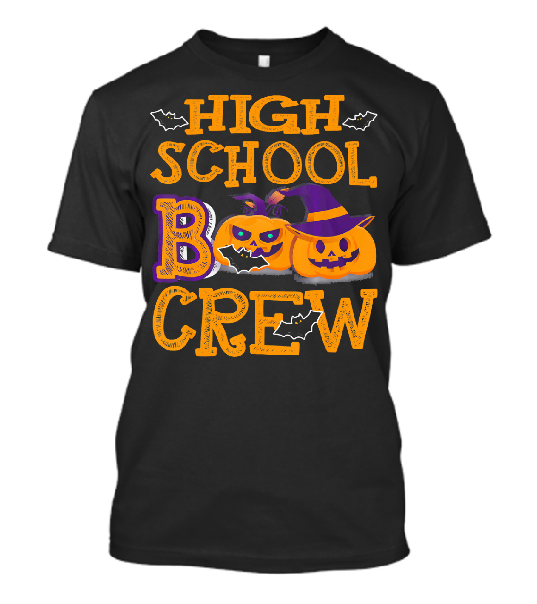 High School Boo Crew Halloween Pumpkins And Bats T-Shirt