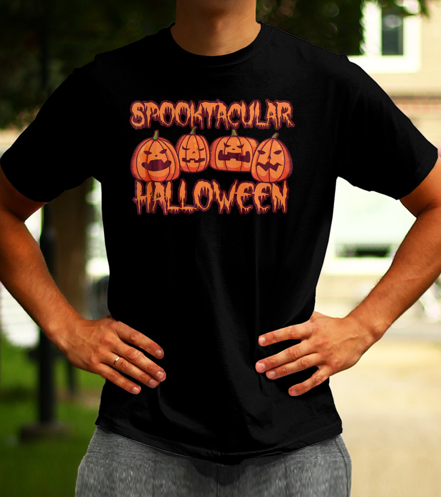 Spooktacular Halloween Pumpkin Faces T-Shirt