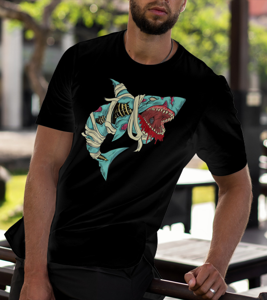 Shark Zombie Halloween Jawsome Zom Mummy Jaws T-Shirt