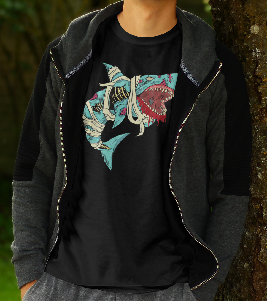 Shark Zombie Halloween Jawsome Zom Mummy Jaws T-Shirt