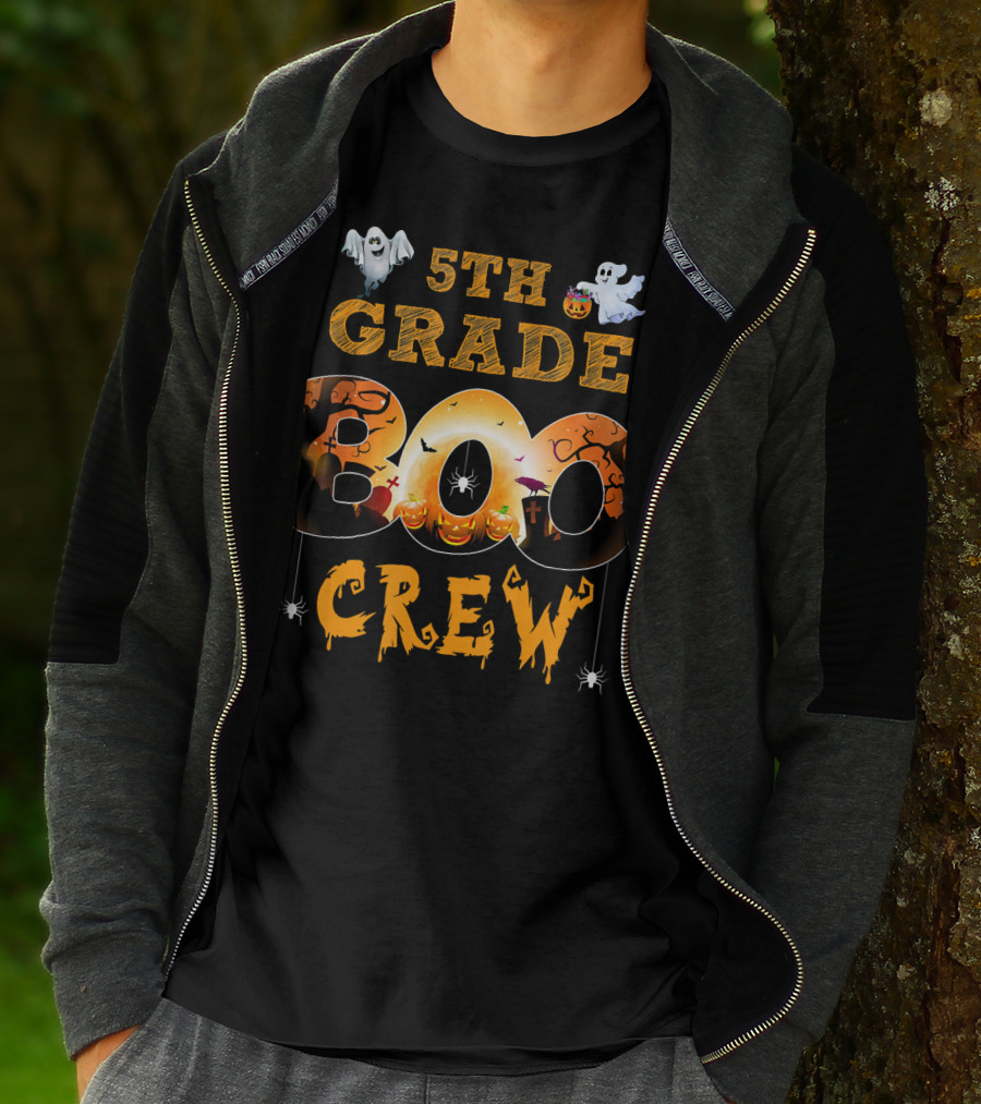 5th Grade Boo Crew Halloween Teacher Ghosts Pumpkins T-Shirt