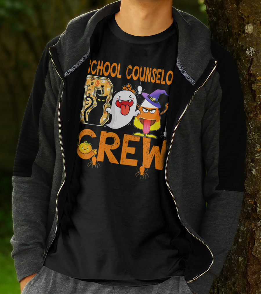School Counselor Boo Crew Cat Ghost Candy T-Shirt