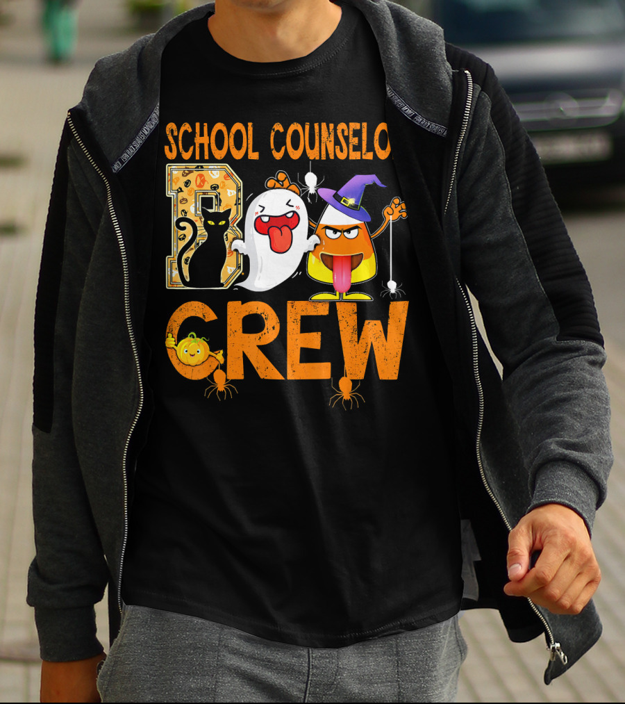 School Counselor Boo Crew Cat Ghost Candy T-Shirt
